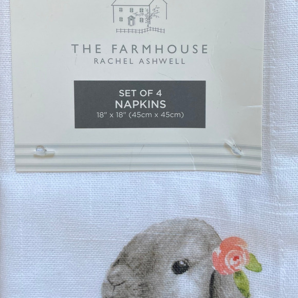 The Farmhouse Easter Bunny Cotton Napkins 18x18 Set of 4 Spring NEW - Picture 7 of 9